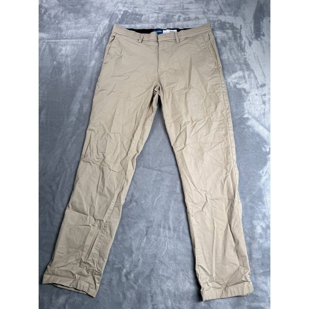 Old Navy Ultimate Tech Slim Pants Men 32x30 Beige Cotton Low Rise Golf Quick dry